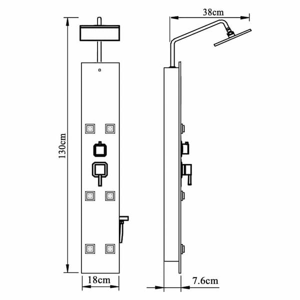 vidaXL brusepanel, glas, 18x45,5x130 cm, sort