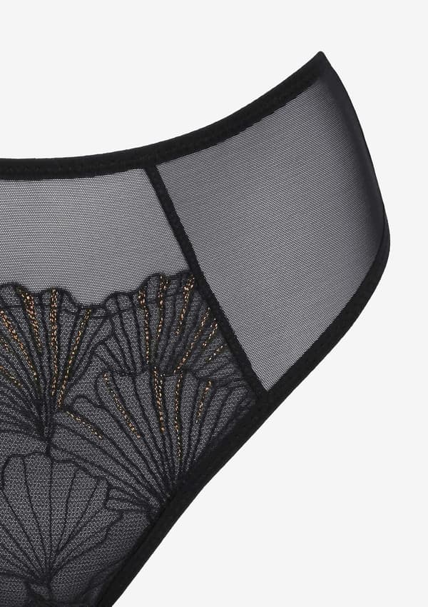 dame string i tyl med broderi og gylden glød Celeste Poupée Marilyn S sort