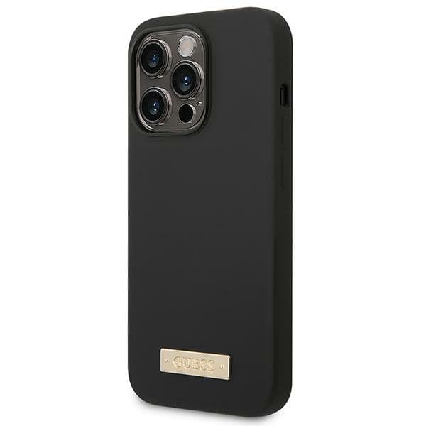 Guess GUHMP14LSBPLK iPhone 14 Pro6,1 sort/sort hårdt cover Silikone Logoplade MagSafe