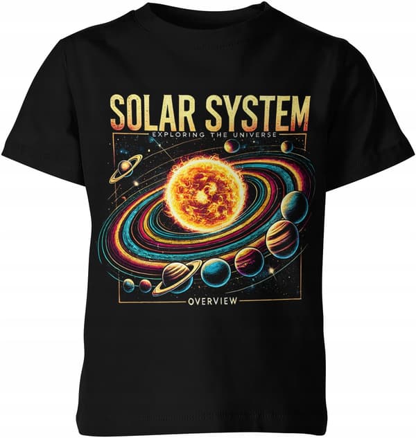 BØRNET-SHIRT MED PRINT AF RUMMET, SOLSYSTEMET, SOLSYSTEMET