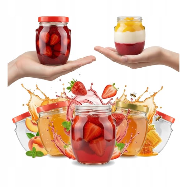 5x GLASKrukke Amphora 145 ml SYLTETØJ, SYLTETØJ, HONNING, KRYDDERIER + LÅG