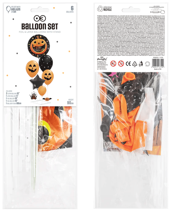 Græskar Halloween feststativ + balloner sæt 6 stk.