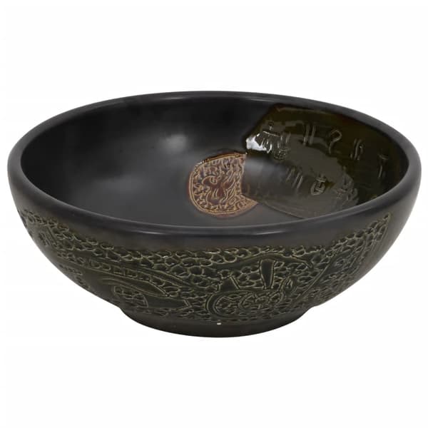 vidaXL bordvask sort rund 41x14 cm keramik