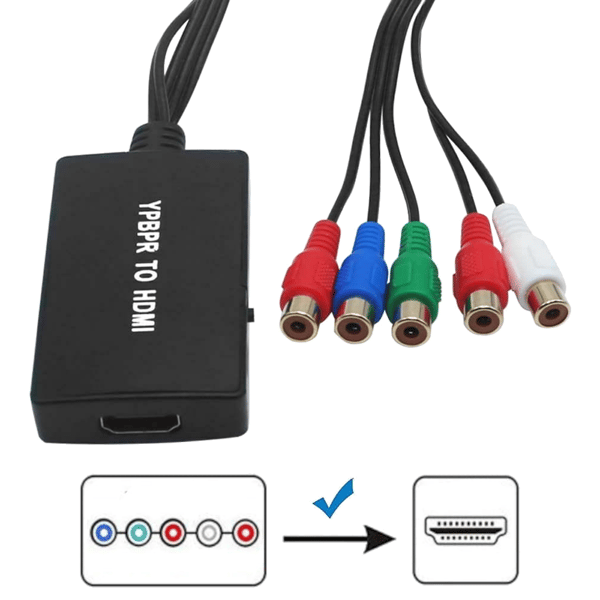 Konverter fra YPbPr til HDMI Komponent videoadapter L/R Audio 5x RCA