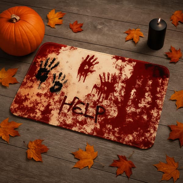 Dekorativ Halloween Dørmåtte Horror HELP 40x60cm
