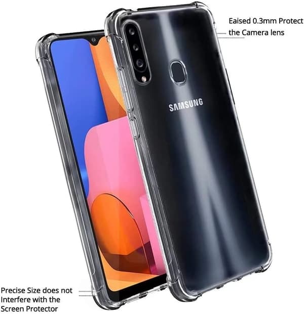 ETUI TIL SAMSUNG GALAXY A20S TRANSPARENT SILIKONE FLEKSIBEL BAGSIDER