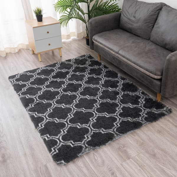 DECOR ragget stuetæppe, skridsikkert, blødt, luftigt, moderne, 200x300 Grå Lanterne