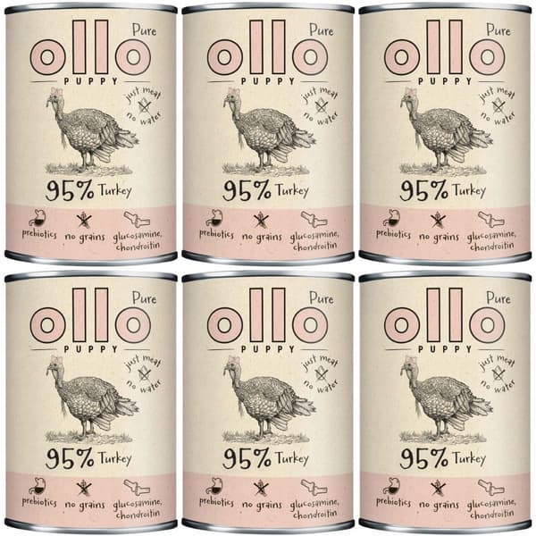 Våtfoder för valpar OLLO Puppy Pure Turkey 6 x 850 g