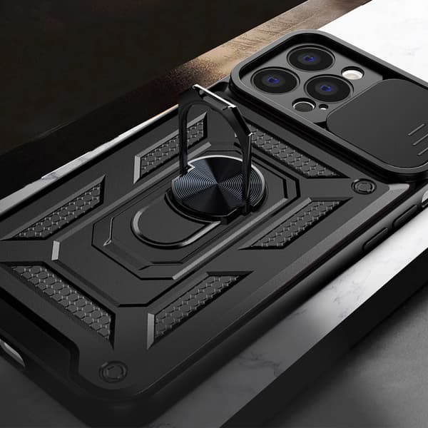 Hybrid Armor Camshield iPhone 14 Plus-skal med kameraskydd, rosa