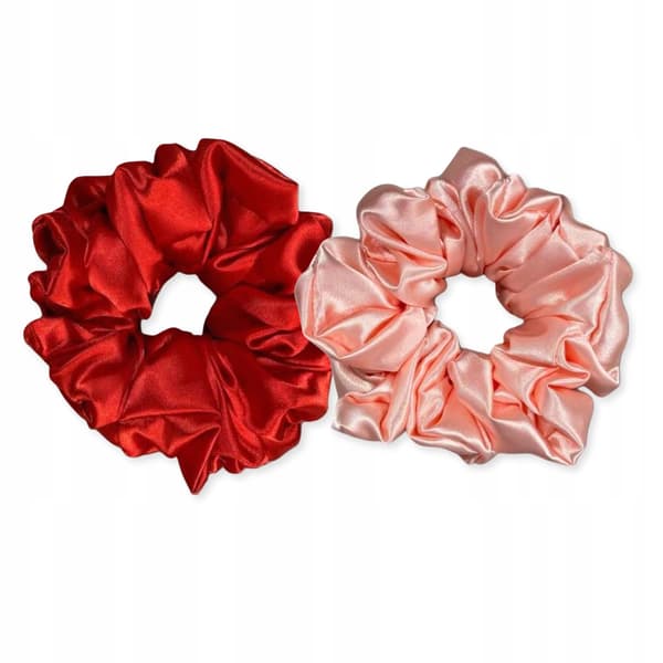 2-PACK HÅRBAND satin gummiband 10 cm RÖD ROSA