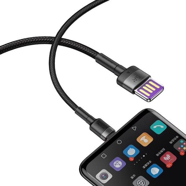 Baseus Cafule Huawei SuperCharge USB-USB-C-kaapeli, QC 3.0, 5A 1m (musta-harmaa)