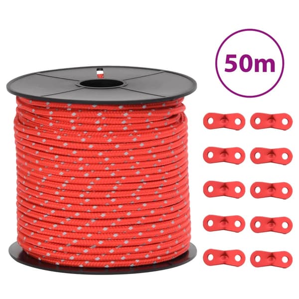 vidaXL teltreb med strammere, reflekterende elementer, 50 m, 4 mm