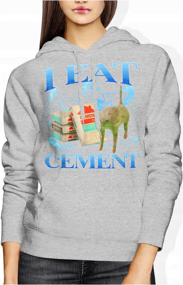 SJOV SWEATSHIRT JEG SPISER CEMENT MEME DAME MEMORY KAT MED KAT M