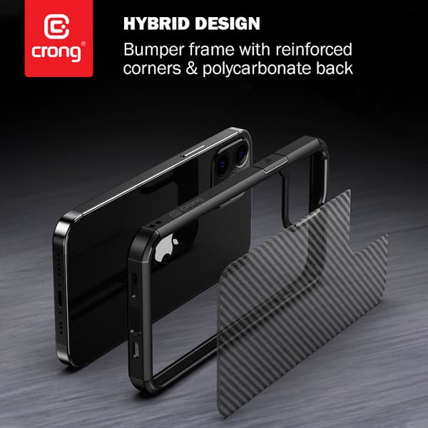 Crong Hybrid Carbon - iPhone 12 Pro Max cover (sort)