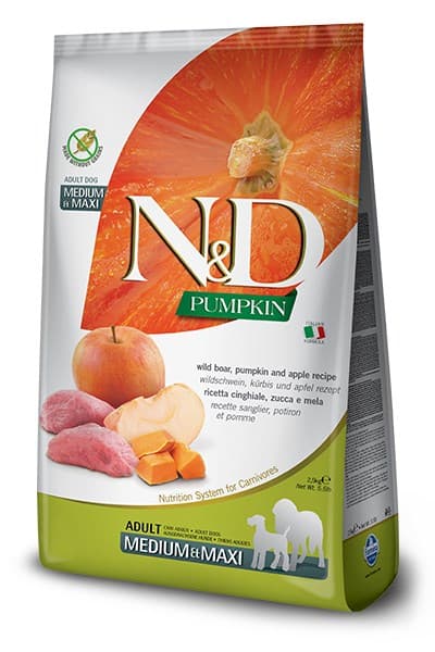 FARMINA N&D GF GRÆSKAR MED VILDSVIN OG ÆBLE ADULT MEDIUM/MAXI 12 kg