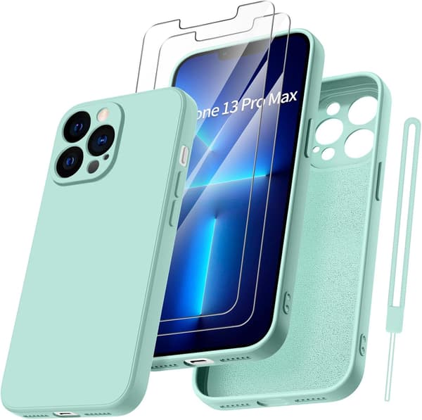 SILIKONE ETUI TIL APPLE IPHONE 13 PRO MAX MØRKET RØD + GLAS