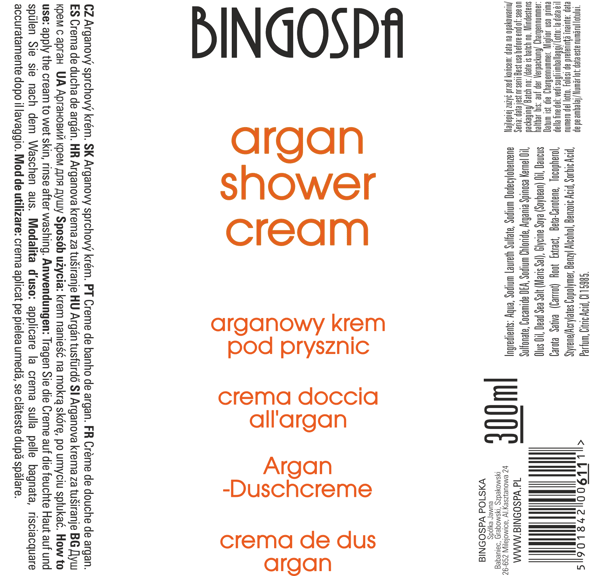 Argan-suihkuvoide persikan tuoksulla BINGOSPA