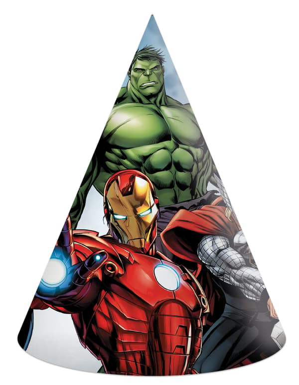 Marvel Avengers Papirhatte Fødselsdag 6 stk.
