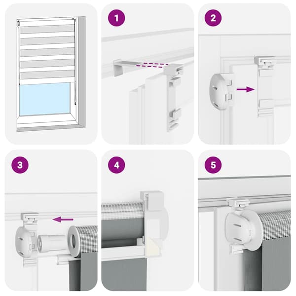vidaXL Zebrarullgardin, vit, tygbredd 45,9 cm, polyester
