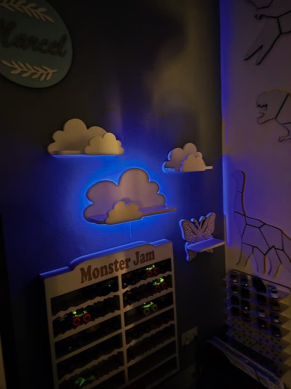Cloud Shelves Set om 3 FANTASY EXTRA - Prestige, vit med lampfunktion