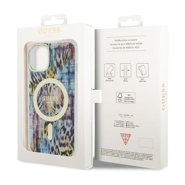 Guess Leopard MagSafe - iPhone 14 cover (blå)