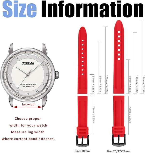 RÖTT KLOCKREM I SILIKON UNIVERSAL VATTENTÄT 18MM