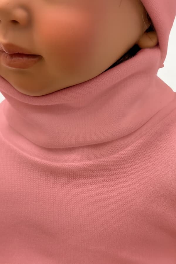 Body med turtleneck 98 Børne langærmet golf pudderrosa
