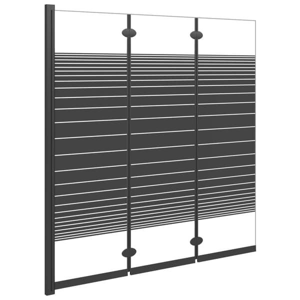 vidaXL foldbar badekarsskærm, 3 paneler, 130x130 cm, ESG, sort