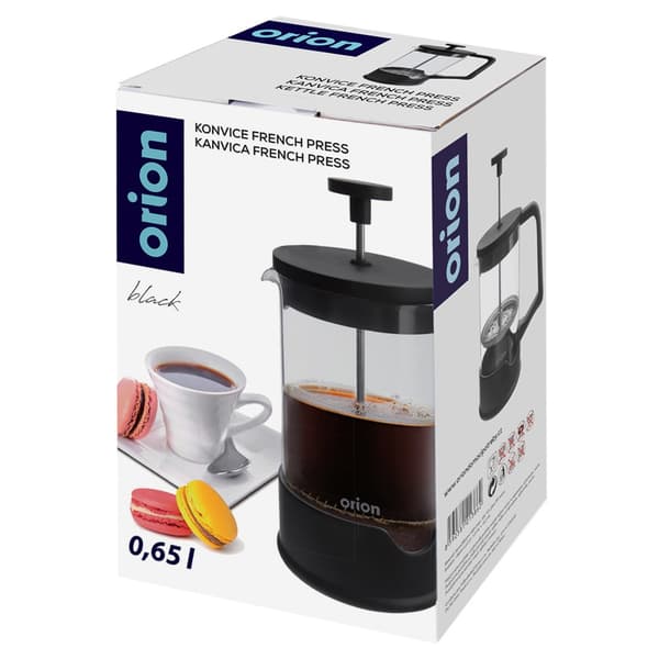 Stempelkande til kaffe og te i glas sort 650 ml