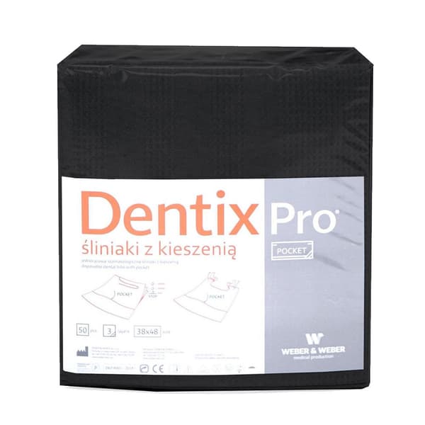 Hammashoitolappu taskulla 39cm x 48cm musta foliolla vuorattu 54g DentixPro 50kpl