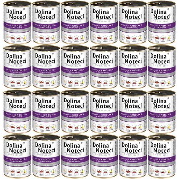 Dolina Noteci vådfoder til hunde med kanin og tranebær 24 x 400 g