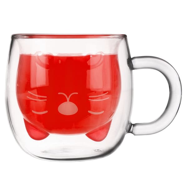 Dubbelväggad termisk glas för kaffe kattunge dubbel 270 ml