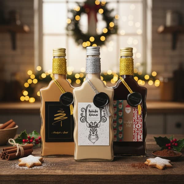 10 st julflaskor DECORATIVE WAVE 500ml JUL för tinkturer 0,5l