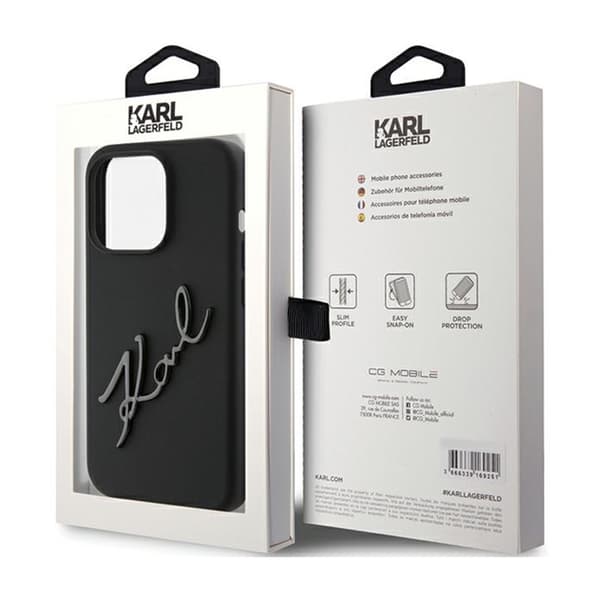 Karl Lagerfeld Silikon Karl Script - iPhone 15 Pro-skal (svart)