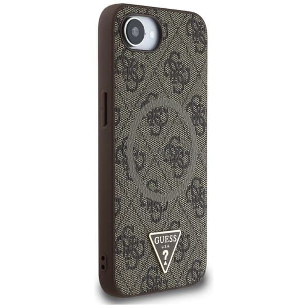 Guess 4G Ring Triangle Logo MagSafe - iPhone 16e-skal (brunt)