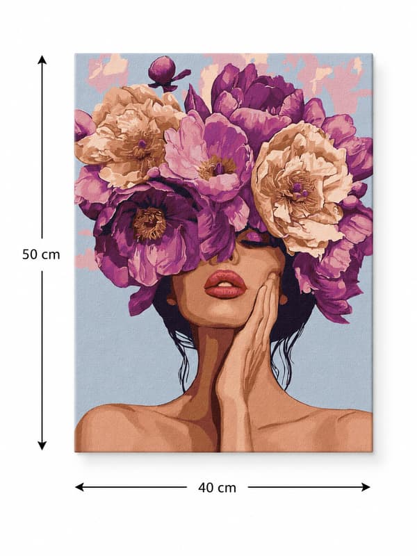 MALING EFTER TAL MED RAMME Billeder til maleri - Blomsterdame 40x50 cm