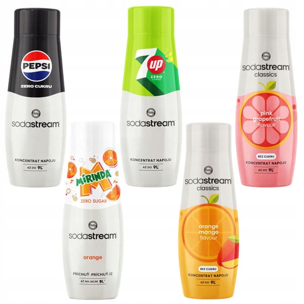 SODASTREAM 7Up Zero+ Apelsin-Mango+ Druva+ Pepsi Zero+ Mirinda Zero sirap