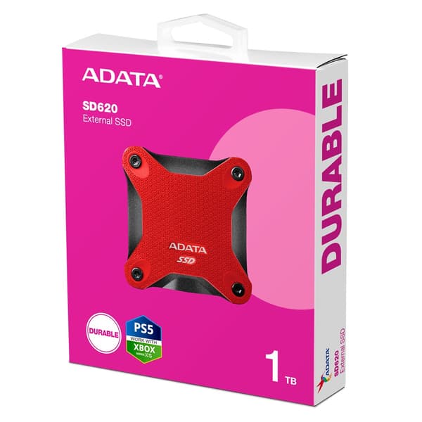 ADATA SD620 1TB SSD Rød, USB 3.2, stødsikker