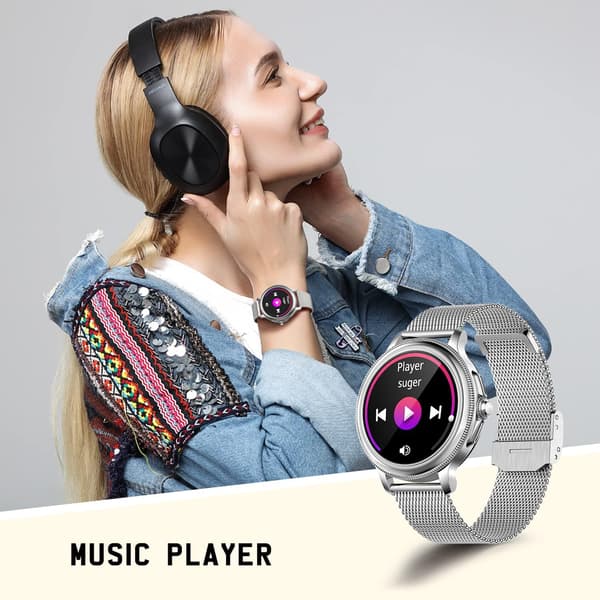 SMARTWATCH 1,2" HD iOS Android Bluetooth PULSSKRIDTTÆLLER 2 REMME SØLV