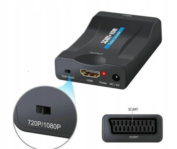 Adapter konverter scart TIL HDMI AV euro full HD