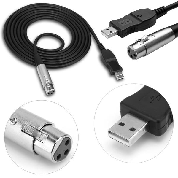 XLR mikrofonkabel interface til USB PC 3m adapter audio cannon xlr