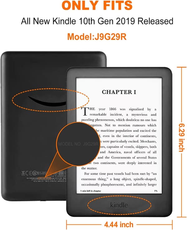 BOGLESERETUG TIL KINDLE 10 GEN 2019 6" GRÅT IMITATIONSMATERIALE