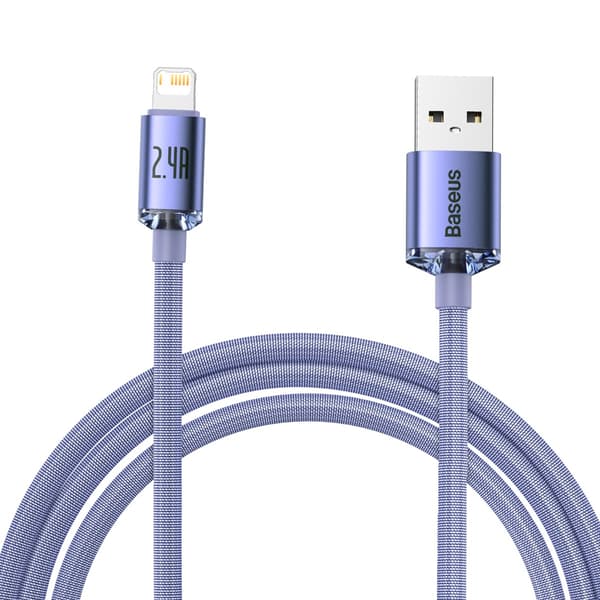 Baseus Crystal Shine USB til Lightning-kabel, 2.4A, 2m (lilla)