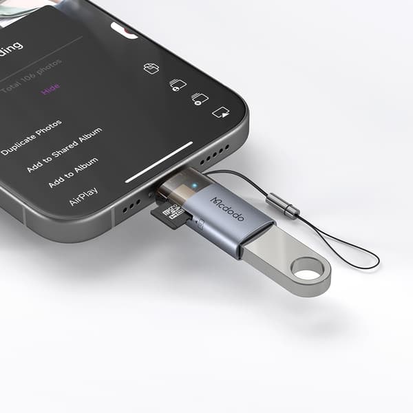 MCDODO USB-A TIL LIGHTNING ADAPTER TF KORT LÆSER 512 OTG LED