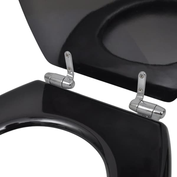 vidaXL Pehmeästi sulkeutuva WC-istuin MDF musta