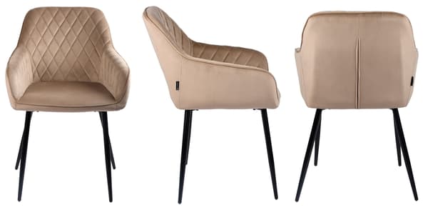 RELLO sammetsklädd beige fåtölj