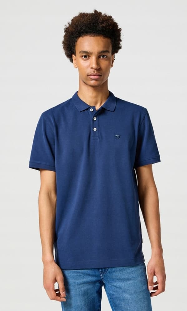 Wrangler SS polo marinblå bomull polo logo regular M