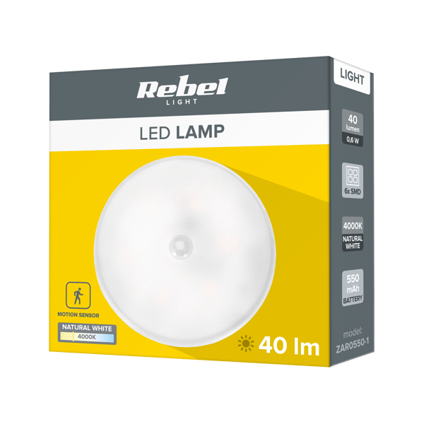 Rebel LED Nattlampa, Uppladdningsbar, Rörelsesensor, Magnet