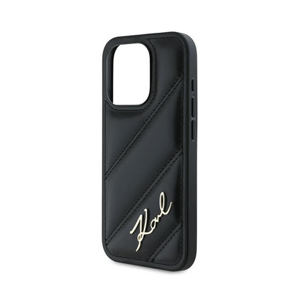 Karl Lagerfeld Diagonal Quilted Script - iPhone 15 Pro-skal (svart)