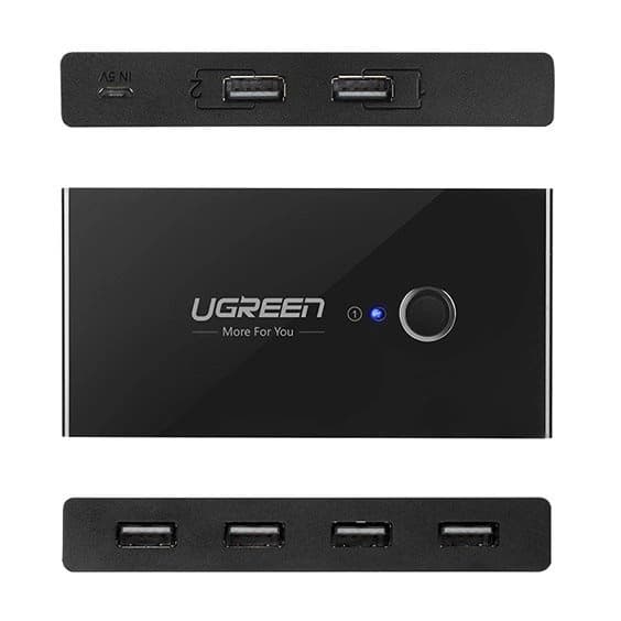 Ugreen switch box HUB switch 4x USB 2.0 USB splitter til to computere sort (30767)
